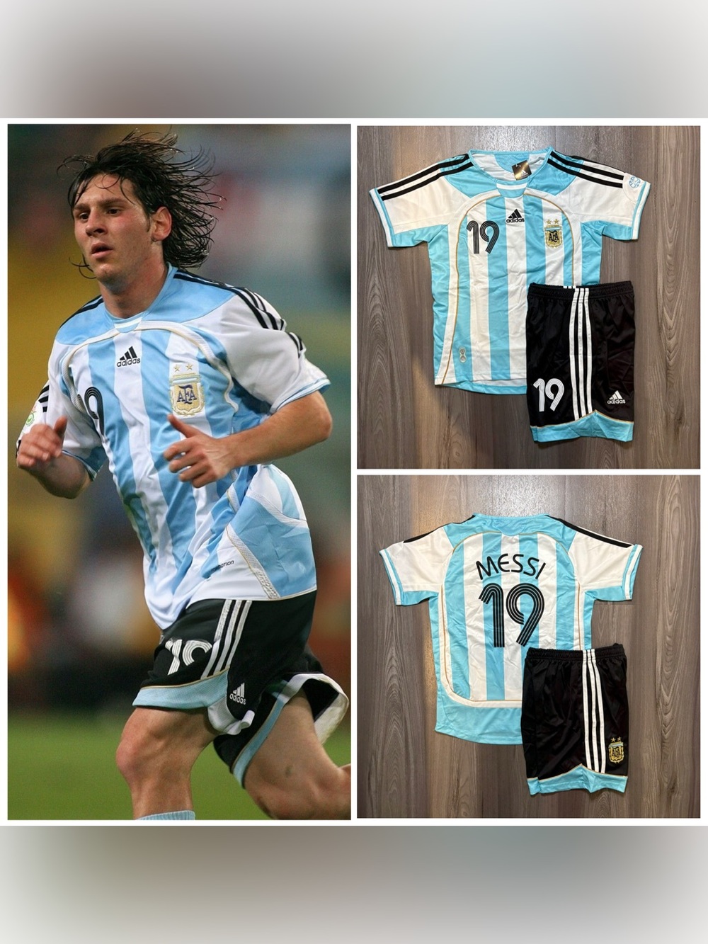 Messi #19 Argentina 2006 Home RETRO Kids Jersey Kit